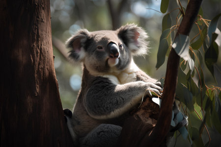Koala bear sitting on eucalyptus tree in Australiaの素材