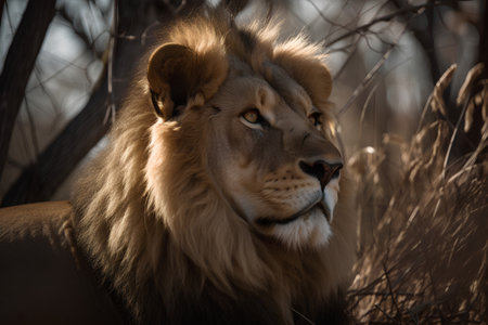 Lion in Kruger National Park, South Africa; Specie Panthera leo family of Felidaeの素材