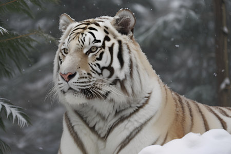 Siberian Tiger in the snow (Panthera tigris)の素材
