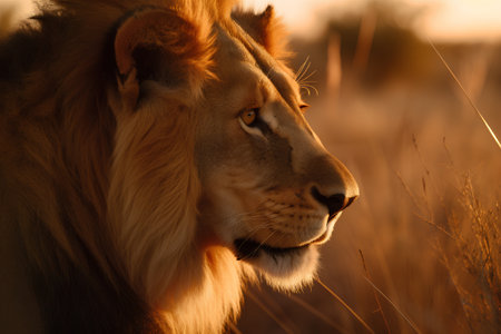 Portrait of a male lion (Panthera leo)の素材