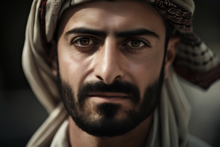 Portrait of a handsome arabian man with beard and mustacheの素材