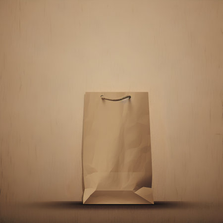 Brown paper bag on grunge background. Eps 10 vector file.の素材