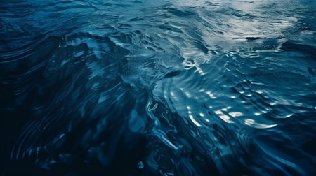 Blue sea water surface with ripples and waves. Abstract background.の素材