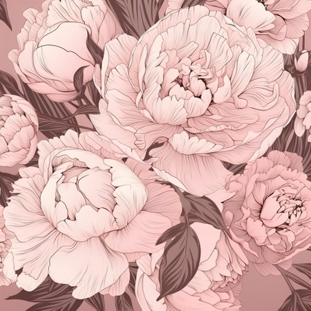 Seamless pattern with peony flowers. Floral background.の素材