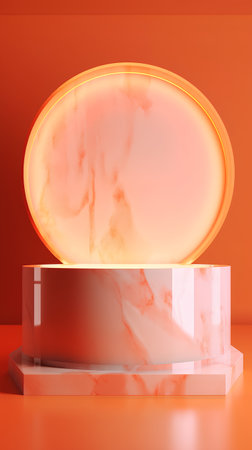 3d rendering abstract geometric forms. Glossy marble podium for your design.の素材