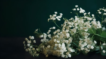 white gypsophila flowers on dark background, shallow dofの素材
