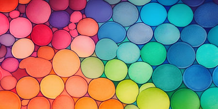 abstract multicolored background with circles of different sizes and colorsの素材