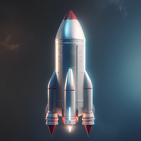 Rocket. 3d rendering, 3d illustration, toned imageの素材