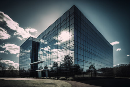 Modern office building. Glass facade of a modern office building. 3d renderingの素材