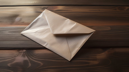 Envelope on a wooden background. The concept of correspondence.の素材