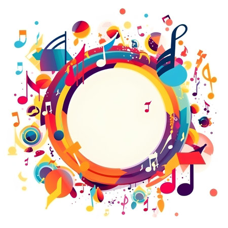Colorful music notes background with space for your text. Vector illustration.の素材