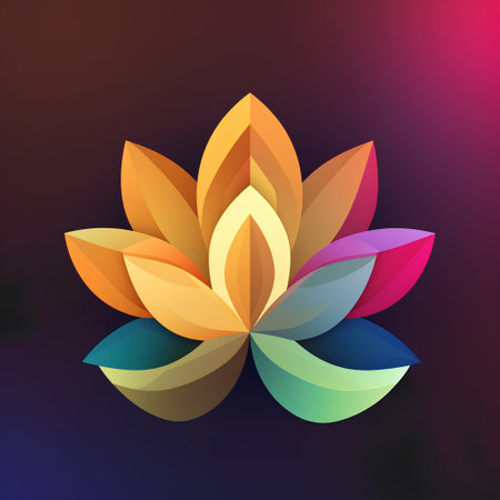 Colorful lotus flower on dark background. Vector Illustration.の素材
