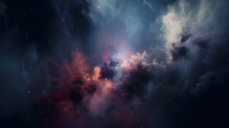 Abstract space background with nebulae and stars. 3D renderingの素材