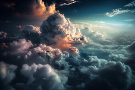 Highly detailed cloudscape with a nuclear explosion. 3d renderの素材