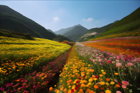 Colorful flower field in spring,Taipei,Taiwan.の素材