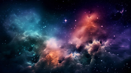 Stars of a planet and galaxy in a free space Elements of this image furnished by NASAの素材
