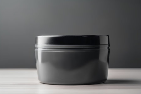 Blank cosmetic container on grey background. Mockup for design.の素材