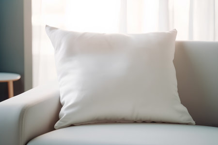 White pillow on sofa decoration in living room interior - Vintage Light Filterの素材