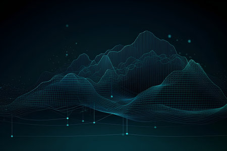 Abstract vector background with mountains and lines. Futuristic technology style.の素材