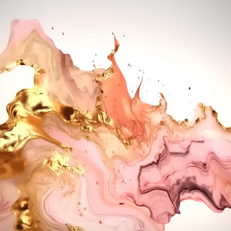 splash of liquid gold on a white background. 3d renderingの素材