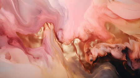 Abstract background of acrylic paint in pink, beige and golden colorsの素材