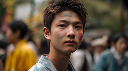 Portrait of unknowns tourist visiting the Pashupatinath temple in the morningの素材