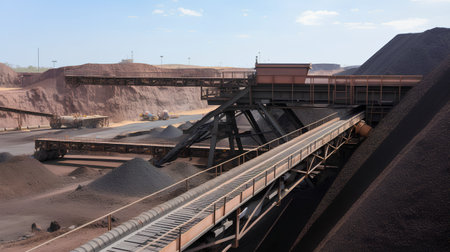 Coal mining in the open-air coal mine. 3d renderingの素材