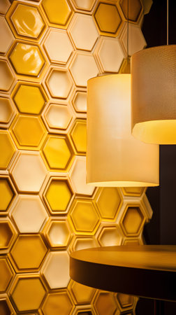 Lamp and honeycomb wall decoration in room interior - Vintage Light Filterの素材