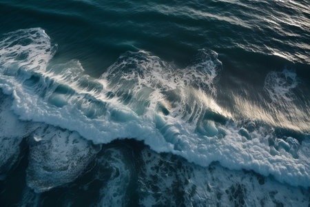 Aerial view of the waves in the ocean. Shot with a drone.の素材