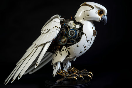 Robot made of metal on a black background. 3d renderingの素材