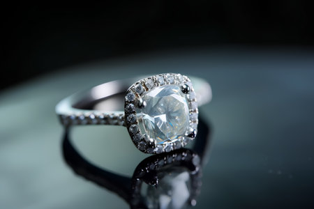 Jewelry diamond ring on black background. Shallow DOFの素材