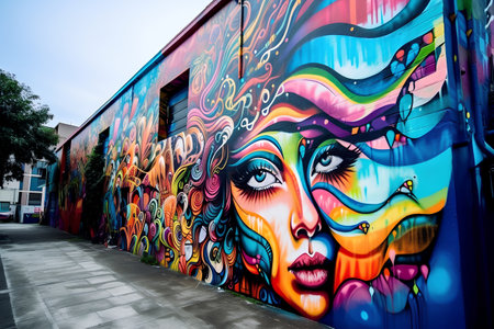 Graffiti on the wall of a building in Kuala Lumpur, Malaysiaの素材