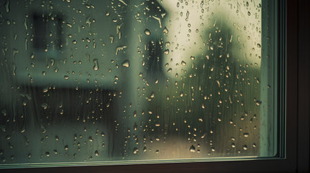 Raindrops on the window. Raindrops on the window. Rainy day.の素材