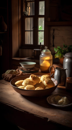 Homemade cookies in a rustic style. Selective focus.の素材