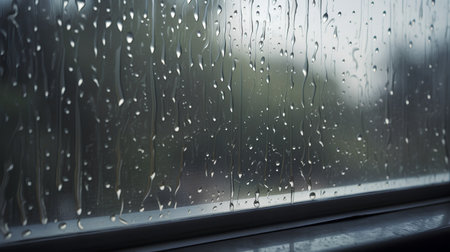 raindrops on the window, raindrops on the glass, rainy weatherの素材