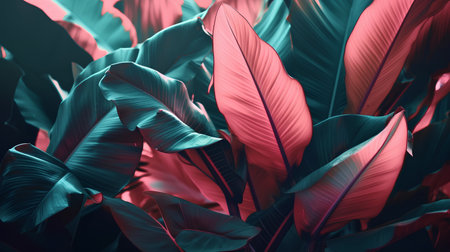 Tropical leaves background. Color of the year 2019 concept.の素材