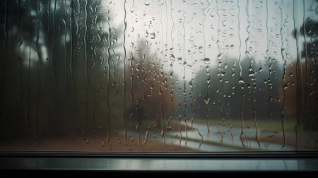Rain drops on the window. Raindrops on the glass. Rainy weather.の素材