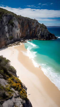 Beautiful beach with white sand, turquoise water and blue skyの素材