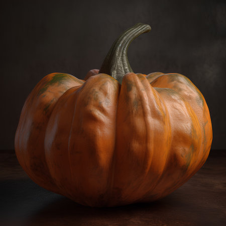 Pumpkin on a dark background, 3d render, square imageの素材
