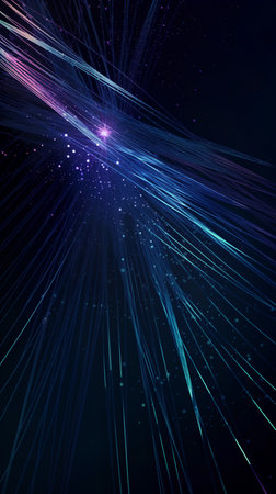 Futuristic technology wave background with glowing lines and bokehの素材