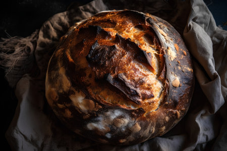 Homemade sourdough bread, rustic style, selective focusの素材