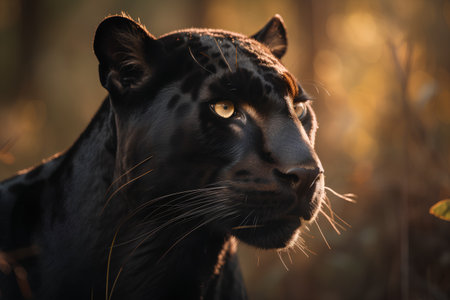 Portrait of a black panther (Panthera leo)の素材