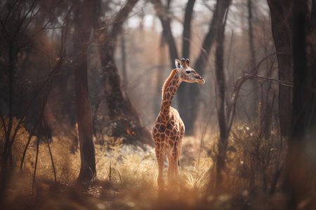 Giraffe in the Okavango Delta, Botswana, Africaの素材