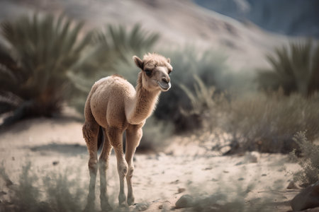 Llamas in the desert of Sinai, Egypt, Africa.の素材