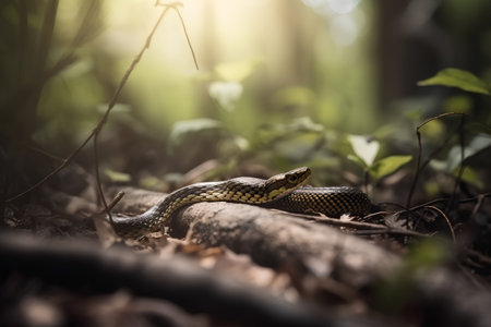 snake in the forest, macro shot with shallow depth of fieldの素材