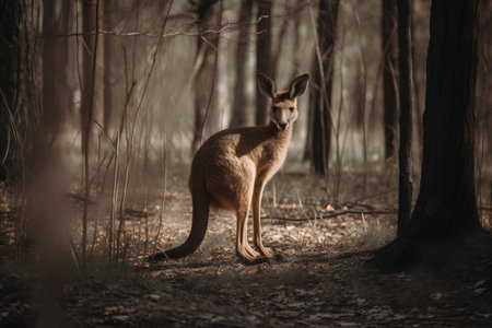 Kangaroo in the forest. Wildlife scene from wild nature.の素材