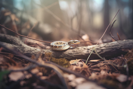 snake in the forest, macro shot with shallow depth of fieldの素材