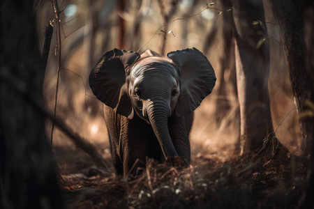 African elephant in Kruger National Park, South Africa; Specie Loxodonta africana family of Elephantidaeの素材
