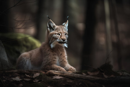 Eurasian lynx (Lynx lynx) in the forestの素材