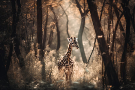 Giraffe in the forest, Kruger National Park, South Africaの素材